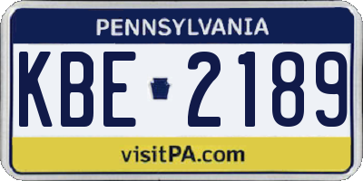 PA license plate KBE2189