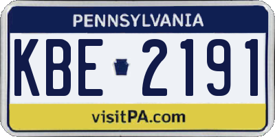 PA license plate KBE2191