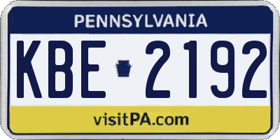 PA license plate KBE2192