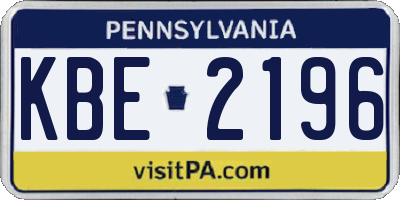 PA license plate KBE2196