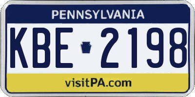 PA license plate KBE2198