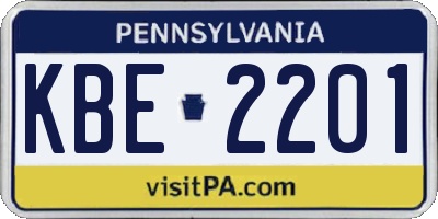 PA license plate KBE2201