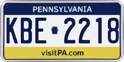 PA license plate KBE2218