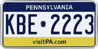 PA license plate KBE2223