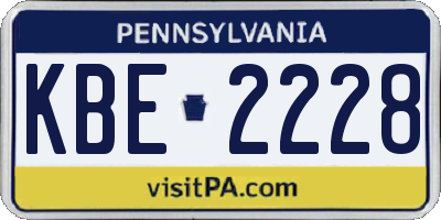 PA license plate KBE2228
