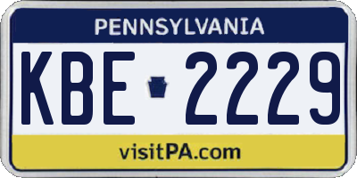 PA license plate KBE2229
