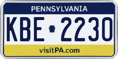 PA license plate KBE2230