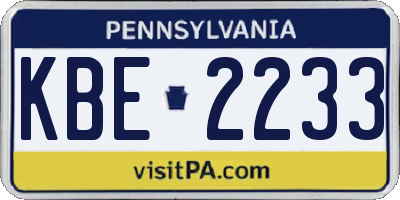 PA license plate KBE2233