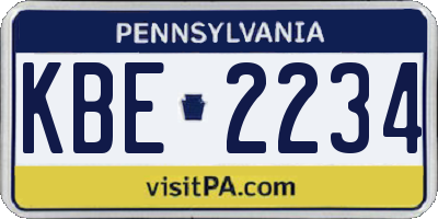 PA license plate KBE2234