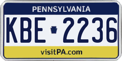 PA license plate KBE2236