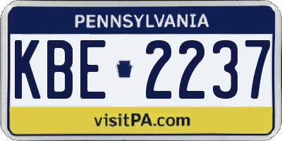 PA license plate KBE2237