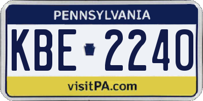 PA license plate KBE2240