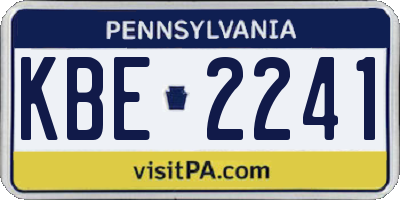 PA license plate KBE2241
