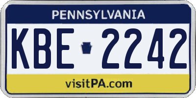 PA license plate KBE2242