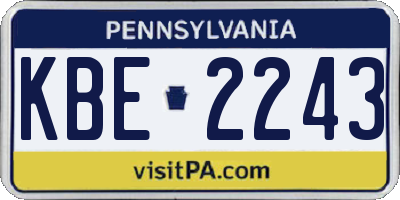 PA license plate KBE2243