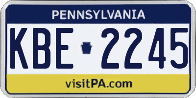 PA license plate KBE2245
