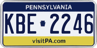 PA license plate KBE2246