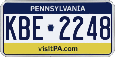 PA license plate KBE2248