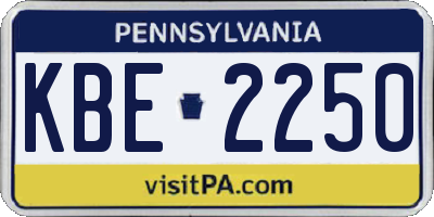 PA license plate KBE2250