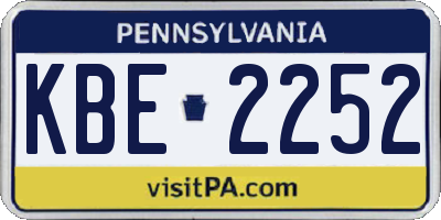 PA license plate KBE2252