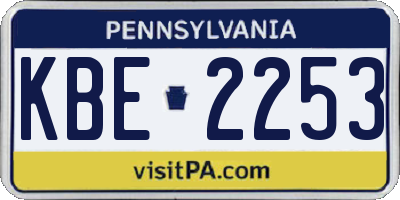 PA license plate KBE2253