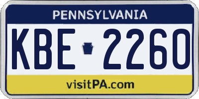 PA license plate KBE2260