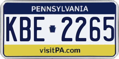 PA license plate KBE2265
