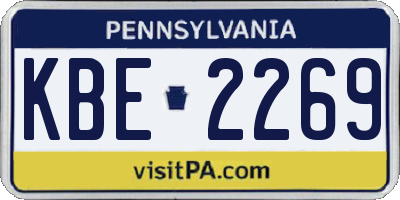 PA license plate KBE2269