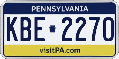 PA license plate KBE2270