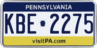 PA license plate KBE2275