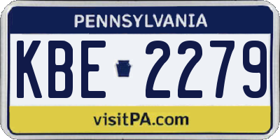 PA license plate KBE2279