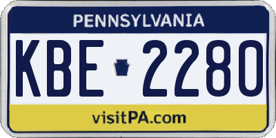 PA license plate KBE2280