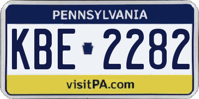 PA license plate KBE2282