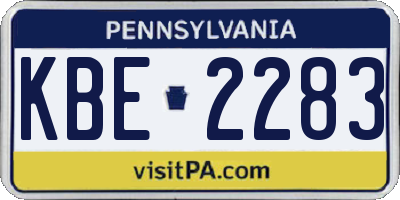 PA license plate KBE2283