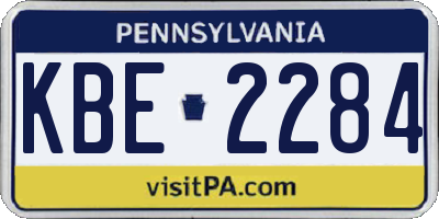 PA license plate KBE2284