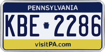 PA license plate KBE2286