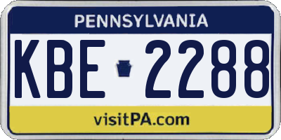 PA license plate KBE2288