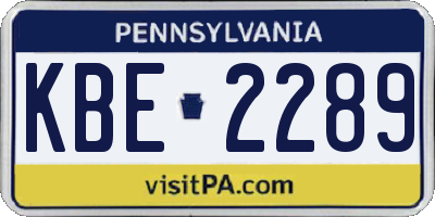 PA license plate KBE2289
