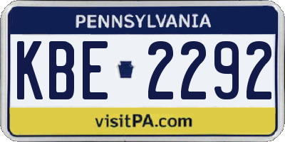 PA license plate KBE2292