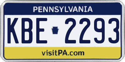 PA license plate KBE2293
