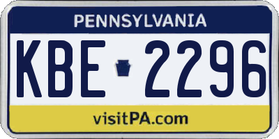 PA license plate KBE2296