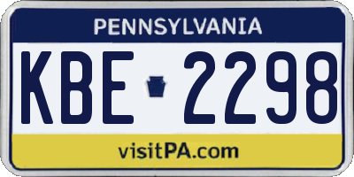 PA license plate KBE2298
