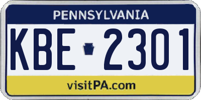 PA license plate KBE2301