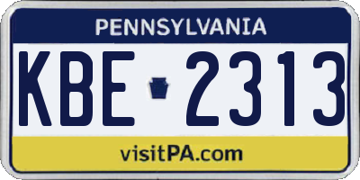 PA license plate KBE2313