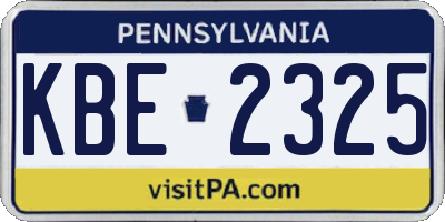 PA license plate KBE2325