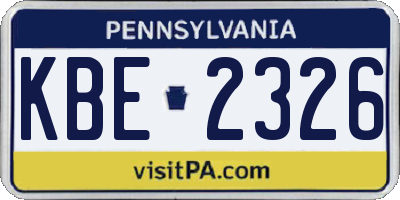 PA license plate KBE2326