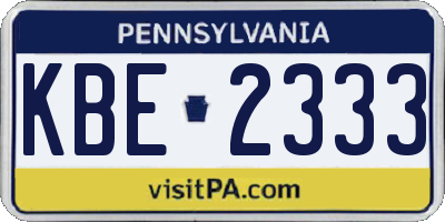 PA license plate KBE2333