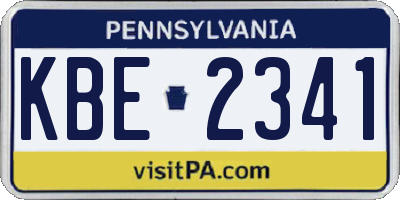 PA license plate KBE2341