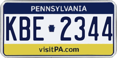PA license plate KBE2344