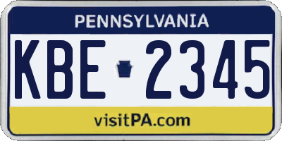 PA license plate KBE2345